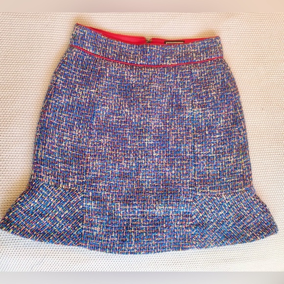 J. CREW Fluted Blue & Red A-Line Skirt Autumn Tweed 19” - Picture 3 of 16